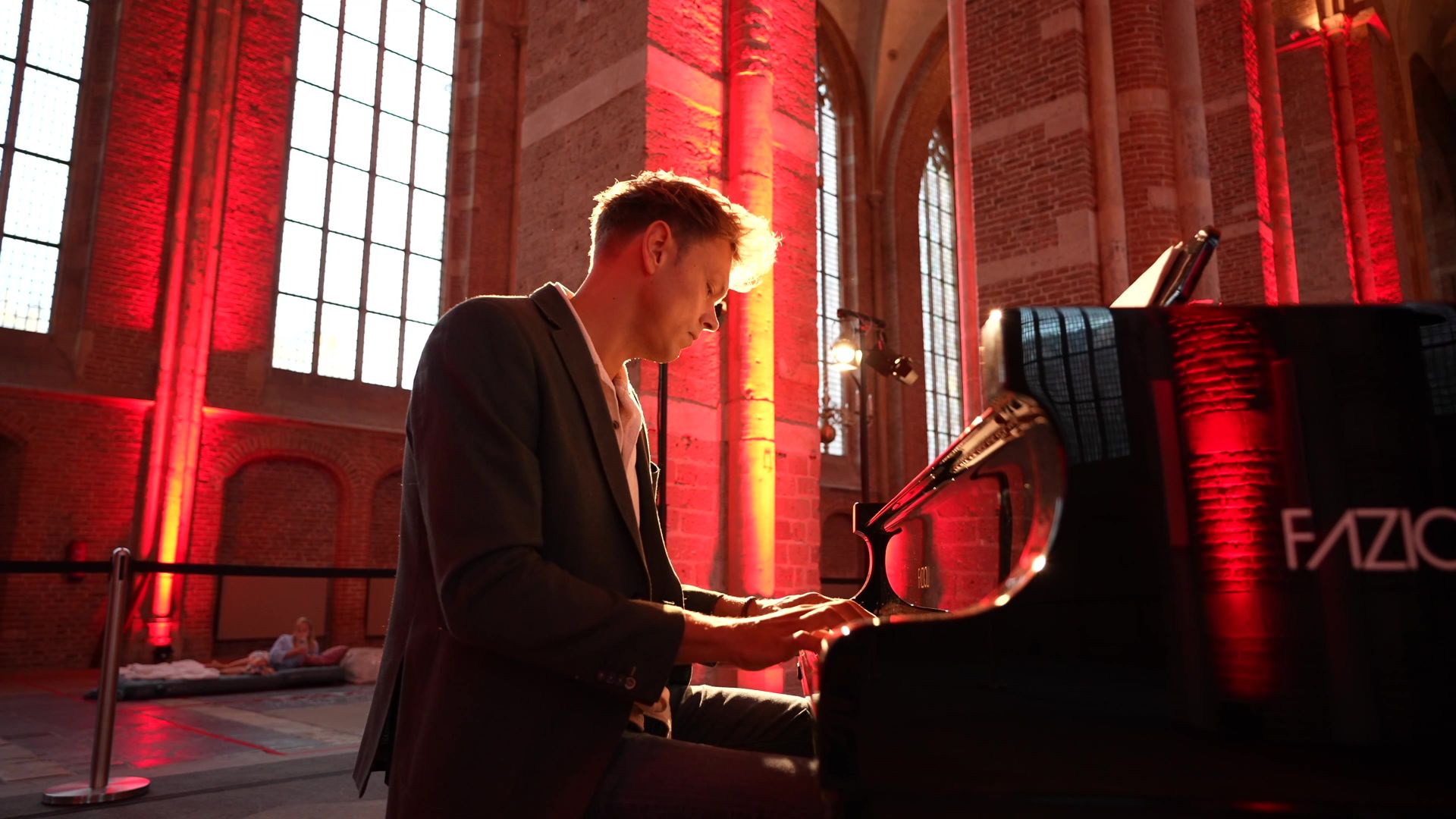 Sebastian Miller playing a Fazioli grand piano in the Lebuïnuskerk, Deventer